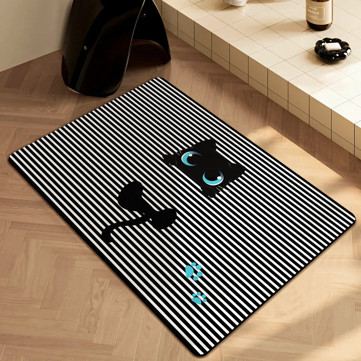 Japanese-style minimalist shower room entrance absorbent mat, home entryway doormat, cat-friendly mat, solid color bathroom door mat