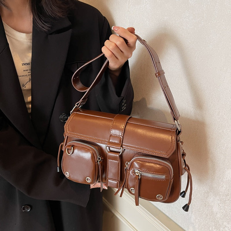 Trendy and Cool Textured Underarm Baguette Bag