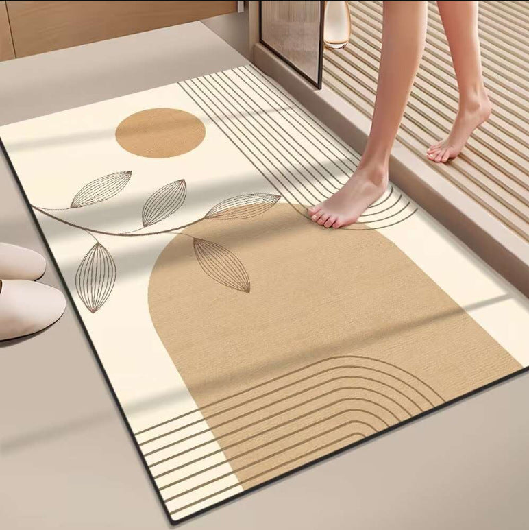 Japanese-style minimalist shower room entrance absorbent mat, home entryway doormat, cat-friendly mat, solid color bathroom door mat
