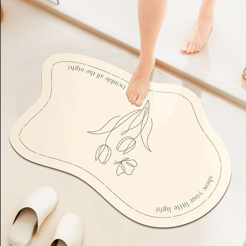 Japanese-style minimalist shower room entrance absorbent mat, home entryway doormat, cat-friendly mat, solid color bathroom door mat