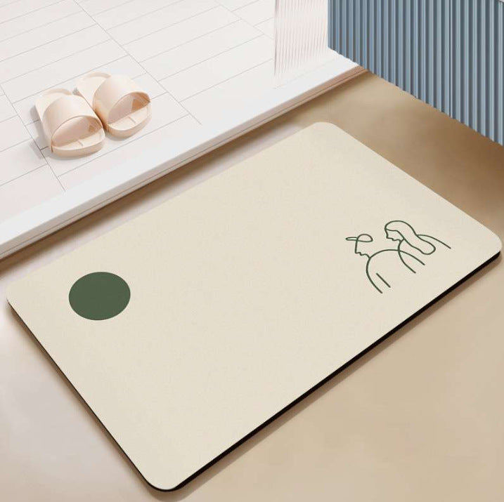 Japanese-style minimalist shower room entrance absorbent mat, home entryway doormat, cat-friendly mat, solid color bathroom door mat