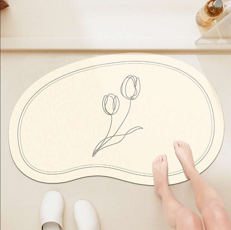 Japanese-style minimalist shower room entrance absorbent mat, home entryway doormat, cat-friendly mat, solid color bathroom door mat