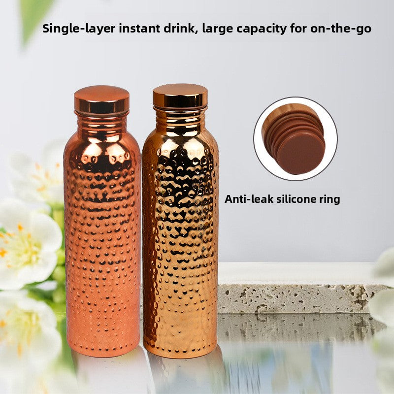 Hammered Texture Electroplated Stainless Steel Sports Water Bottle