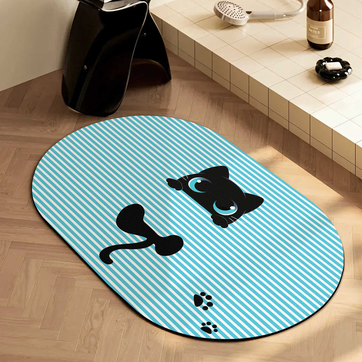Japanese-style minimalist shower room entrance absorbent mat, home entryway doormat, cat-friendly mat, solid color bathroom door mat