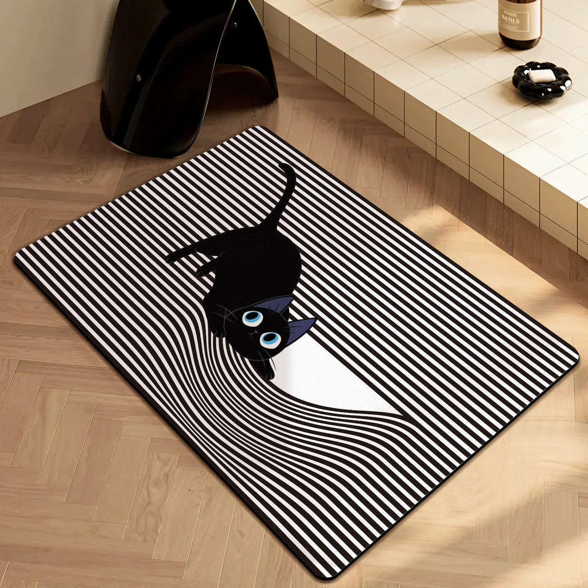Japanese-style minimalist shower room entrance absorbent mat, home entryway doormat, cat-friendly mat, solid color bathroom door mat
