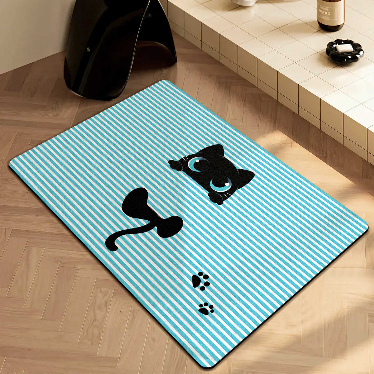 Japanese-style minimalist shower room entrance absorbent mat, home entryway doormat, cat-friendly mat, solid color bathroom door mat