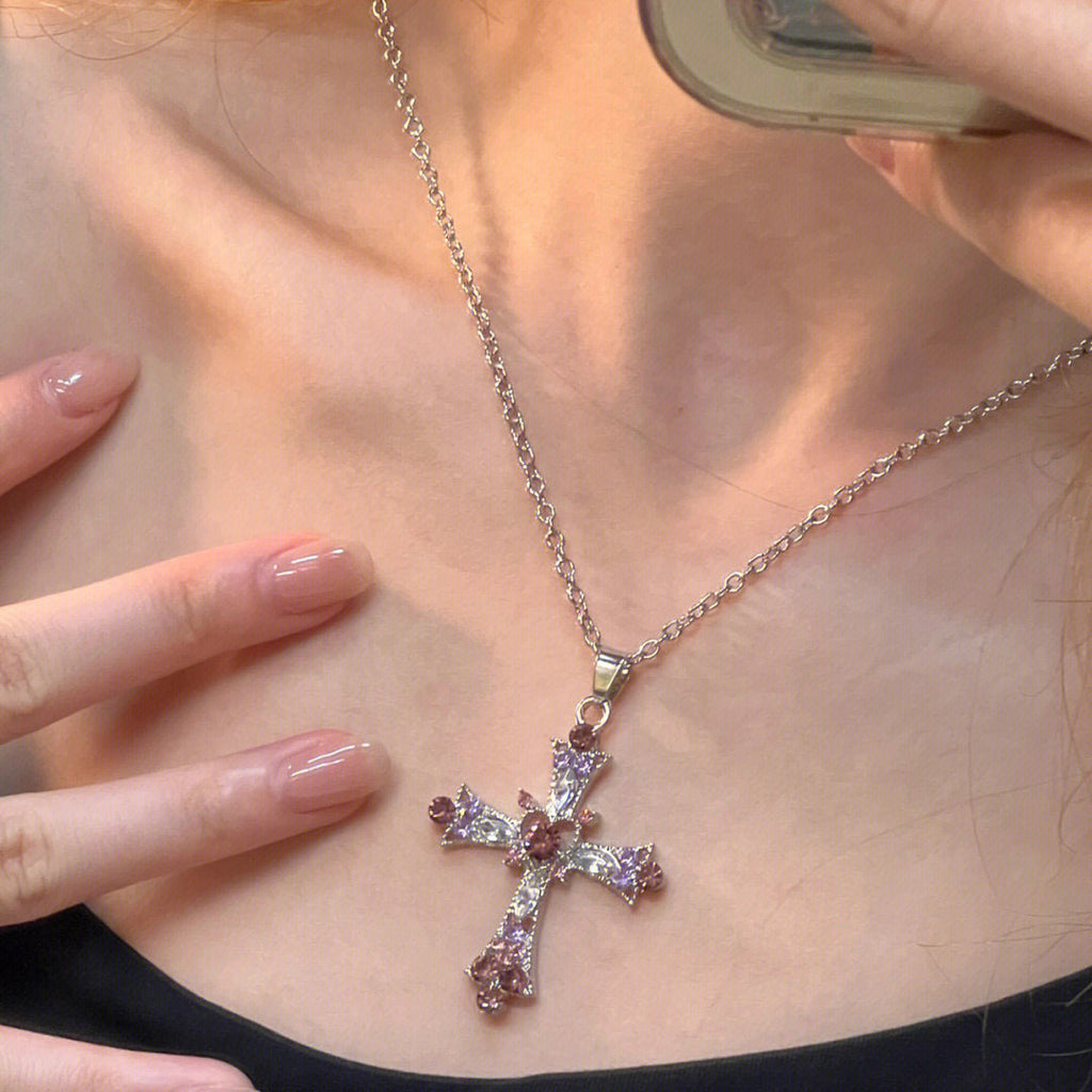 Sweet cool style hot girl cross necklace