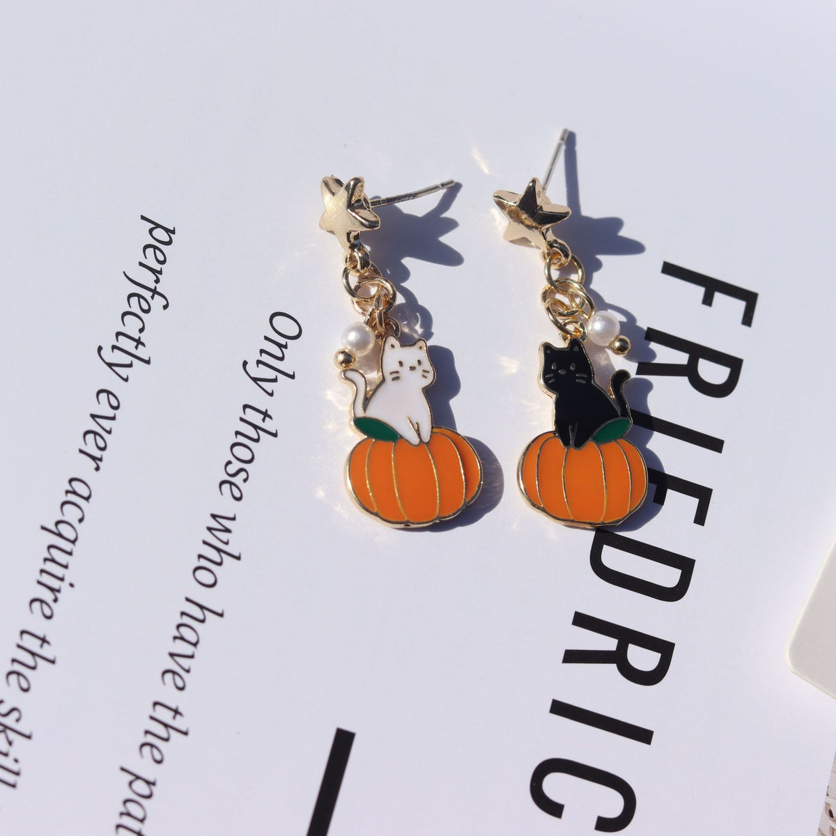 Pumpkin Cat Cute Alloy Earrings Sweet Cool Girly Heart Style