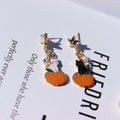 Pumpkin Cat Cute Alloy Earrings Sweet Cool Girly Heart Style