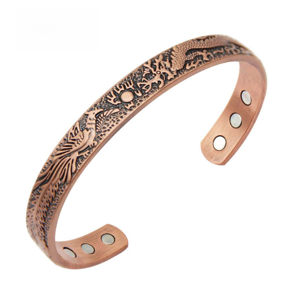 Retro Dragon Phoenix Magnetic Copper Bracelet