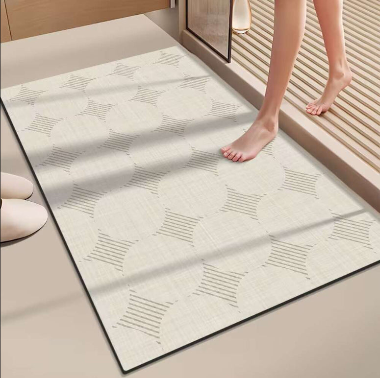 Japanese-style minimalist shower room entrance absorbent mat, home entryway doormat, cat-friendly mat, solid color bathroom door mat