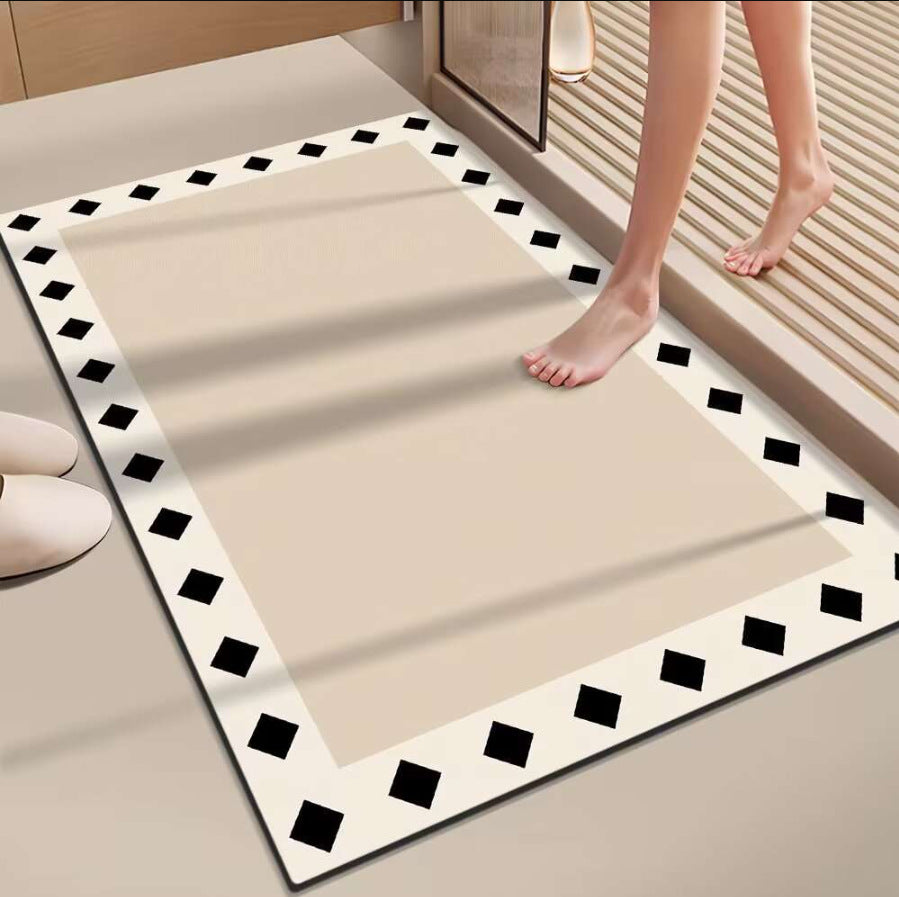 Japanese-style minimalist shower room entrance absorbent mat, home entryway doormat, cat-friendly mat, solid color bathroom door mat